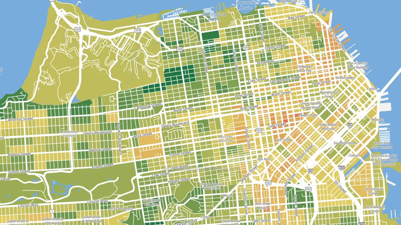 94115, CA block-group voter-turnout map