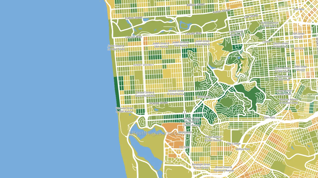 94116, CA block-group voter-turnout map