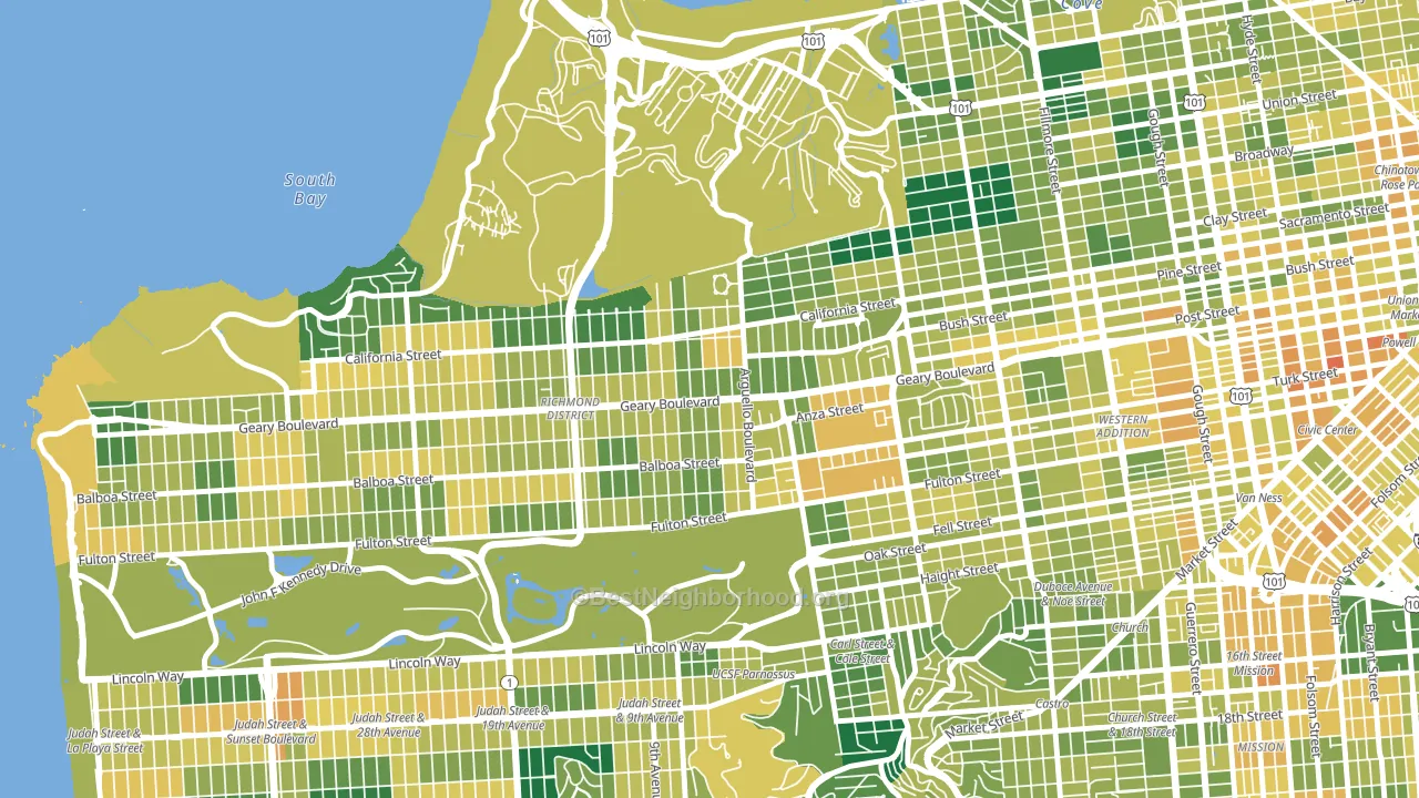94118, CA block-group voter-turnout map