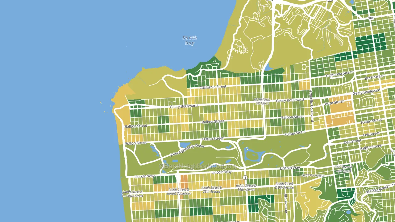 94121, CA block-group voter-turnout map
