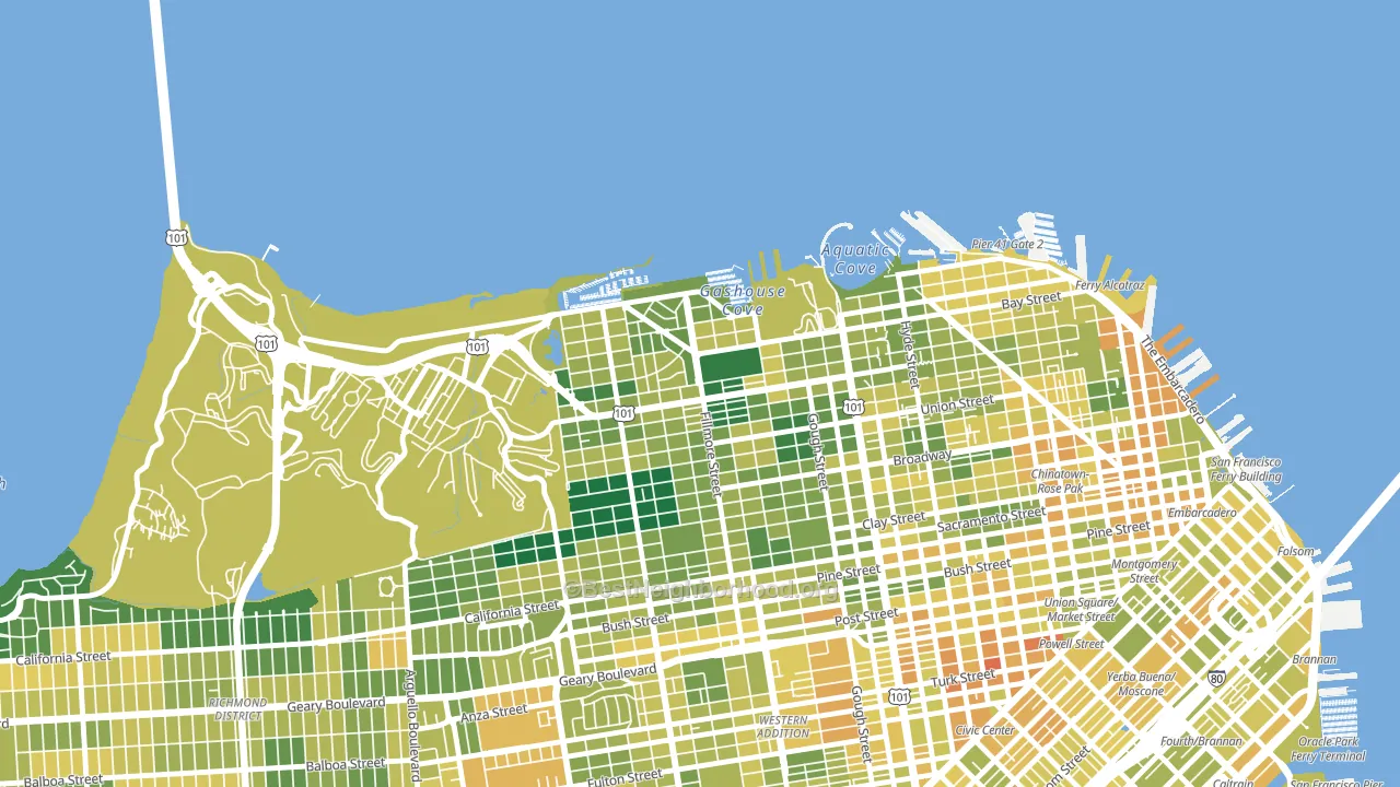 94123, CA block-group voter-turnout map