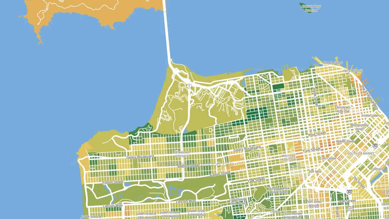 94129, CA block-group voter-turnout map
