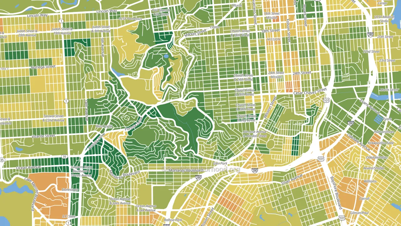94131, CA block-group voter-turnout map