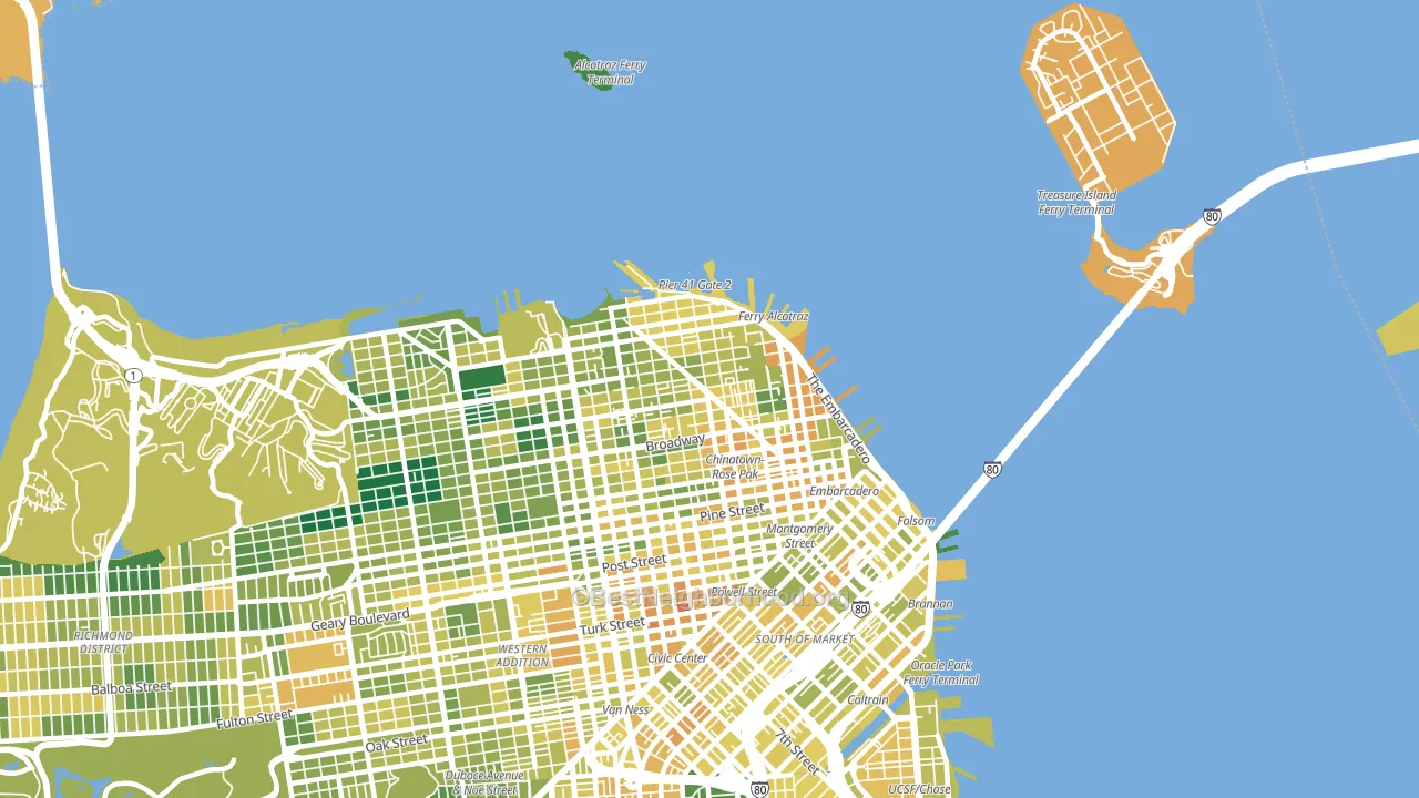 94133, CA block-group voter-turnout map