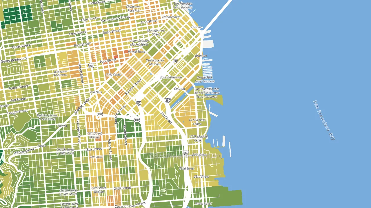 94158, CA block-group voter-turnout map