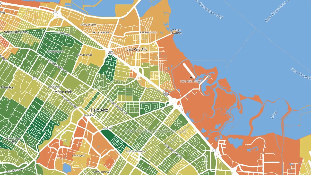 94303, CA block-group voter-turnout map