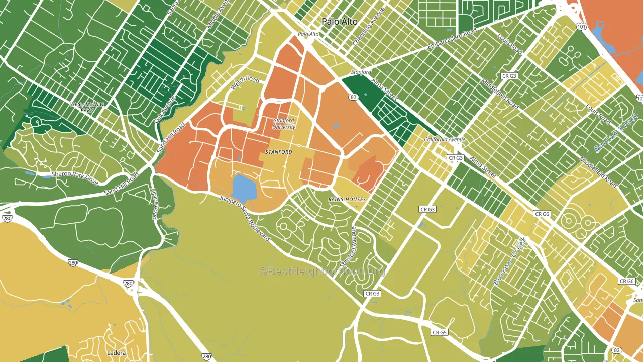 94305, CA block-group voter-turnout map