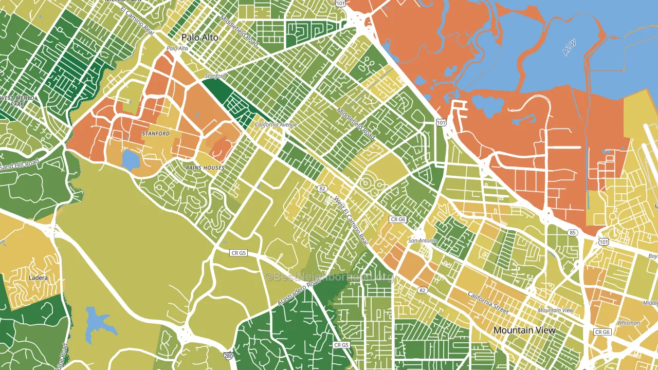 94306, CA block-group voter-turnout map