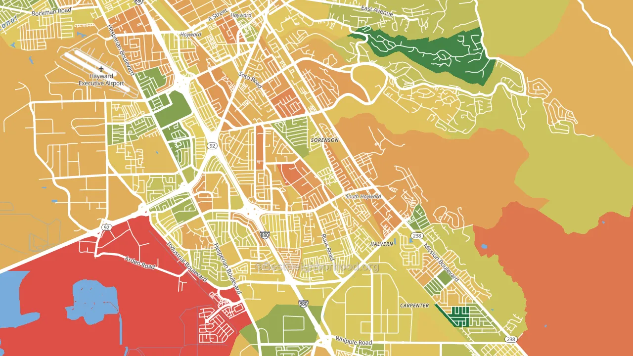 94544, CA block-group voter-turnout map