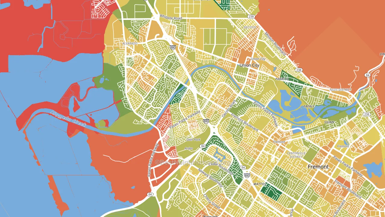 94555, CA block-group voter-turnout map