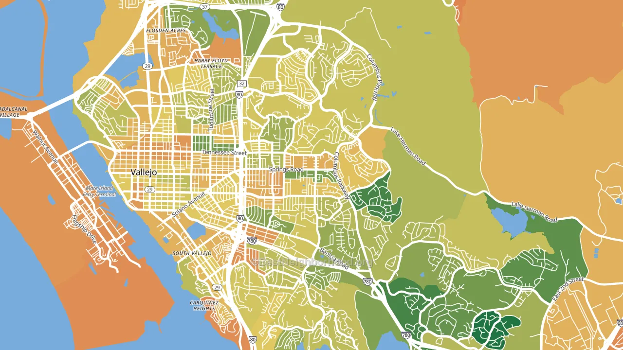 94591, CA block-group voter-turnout map
