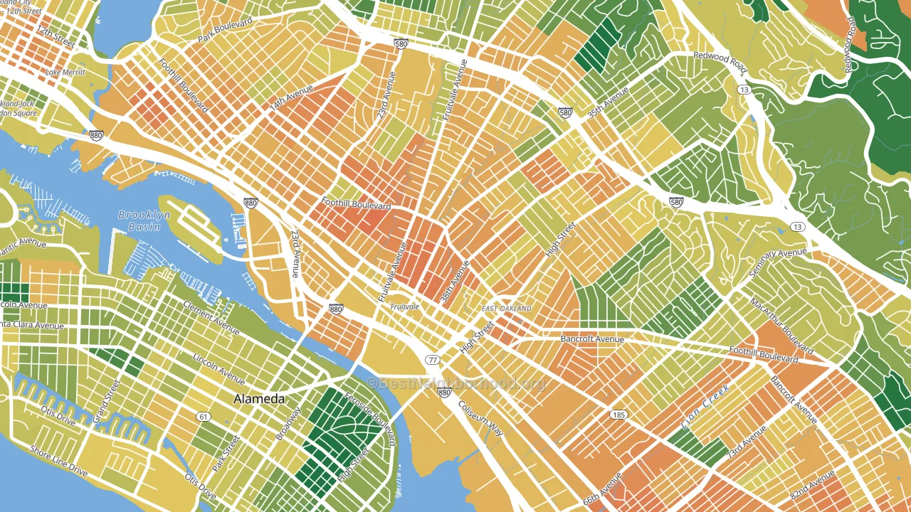 94601, CA block-group voter-turnout map