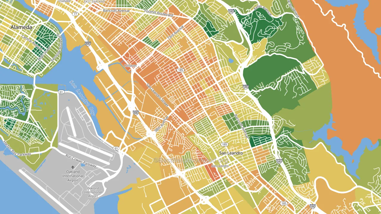 94603, CA block-group voter-turnout map