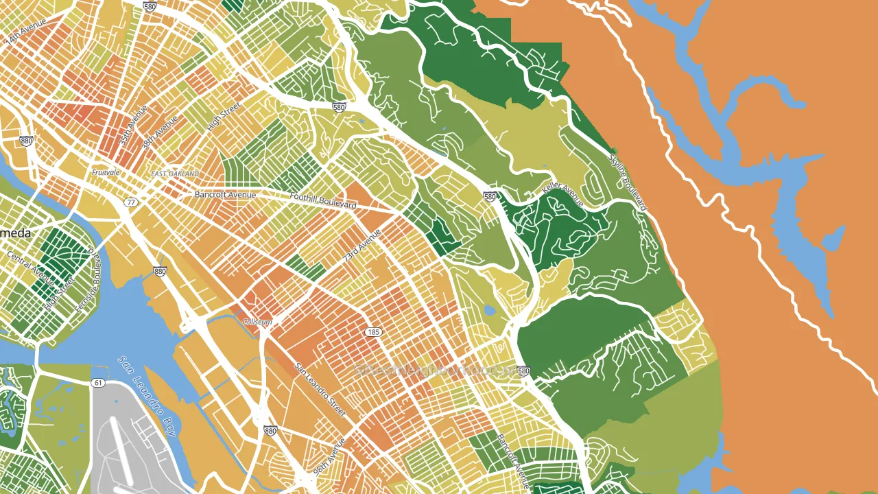 94605, CA block-group voter-turnout map
