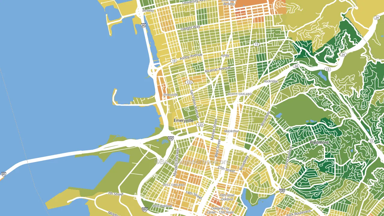 94608, CA block-group voter-turnout map
