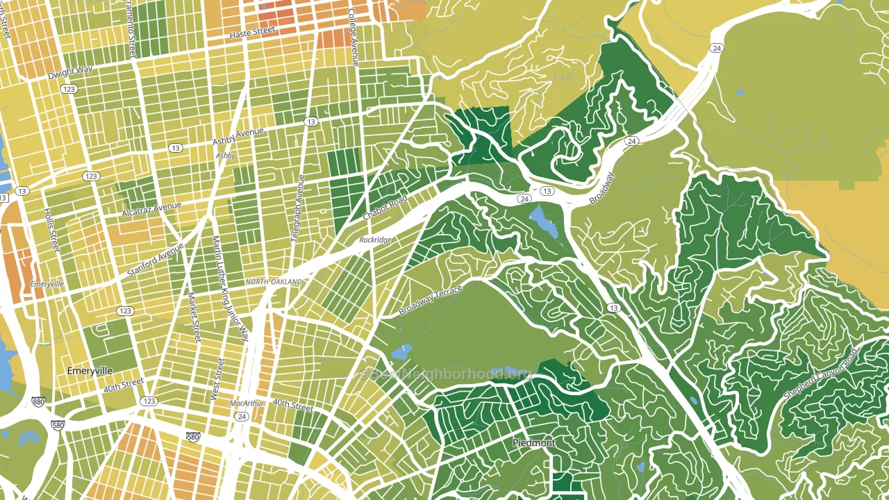 94618, CA block-group voter-turnout map