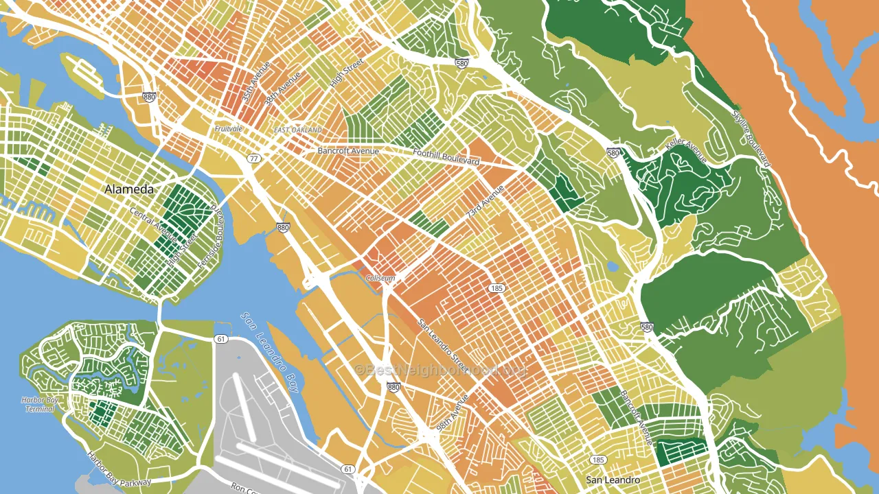 94621, CA block-group voter-turnout map