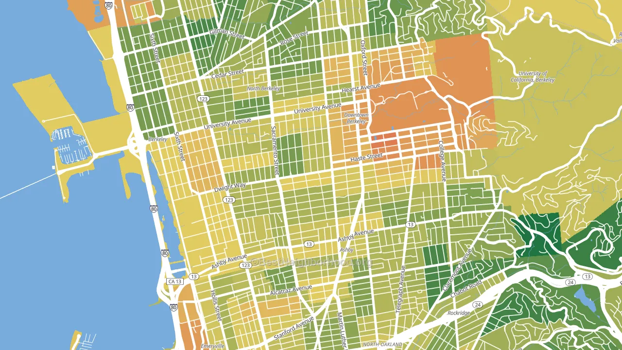 94703, CA block-group voter-turnout map