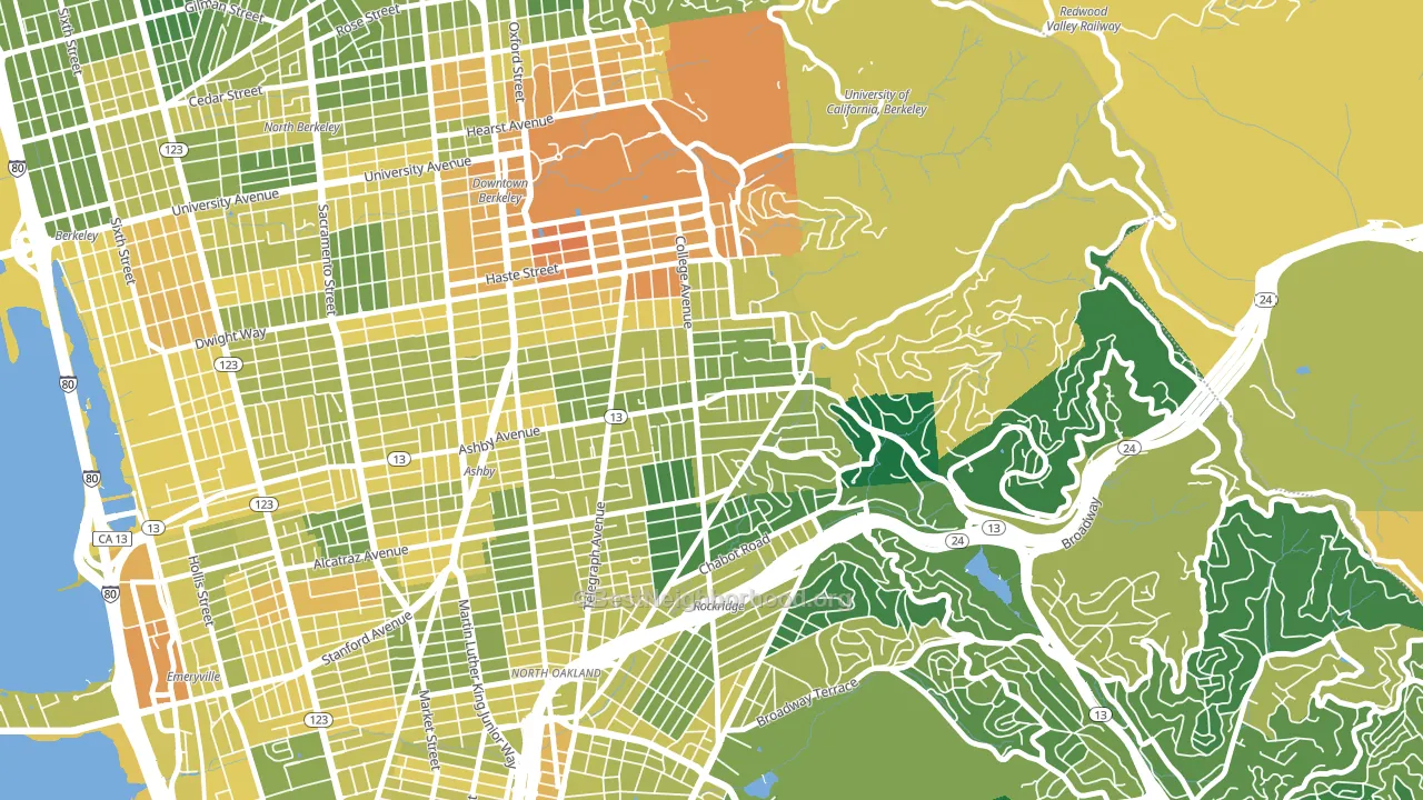 94705, CA block-group voter-turnout map