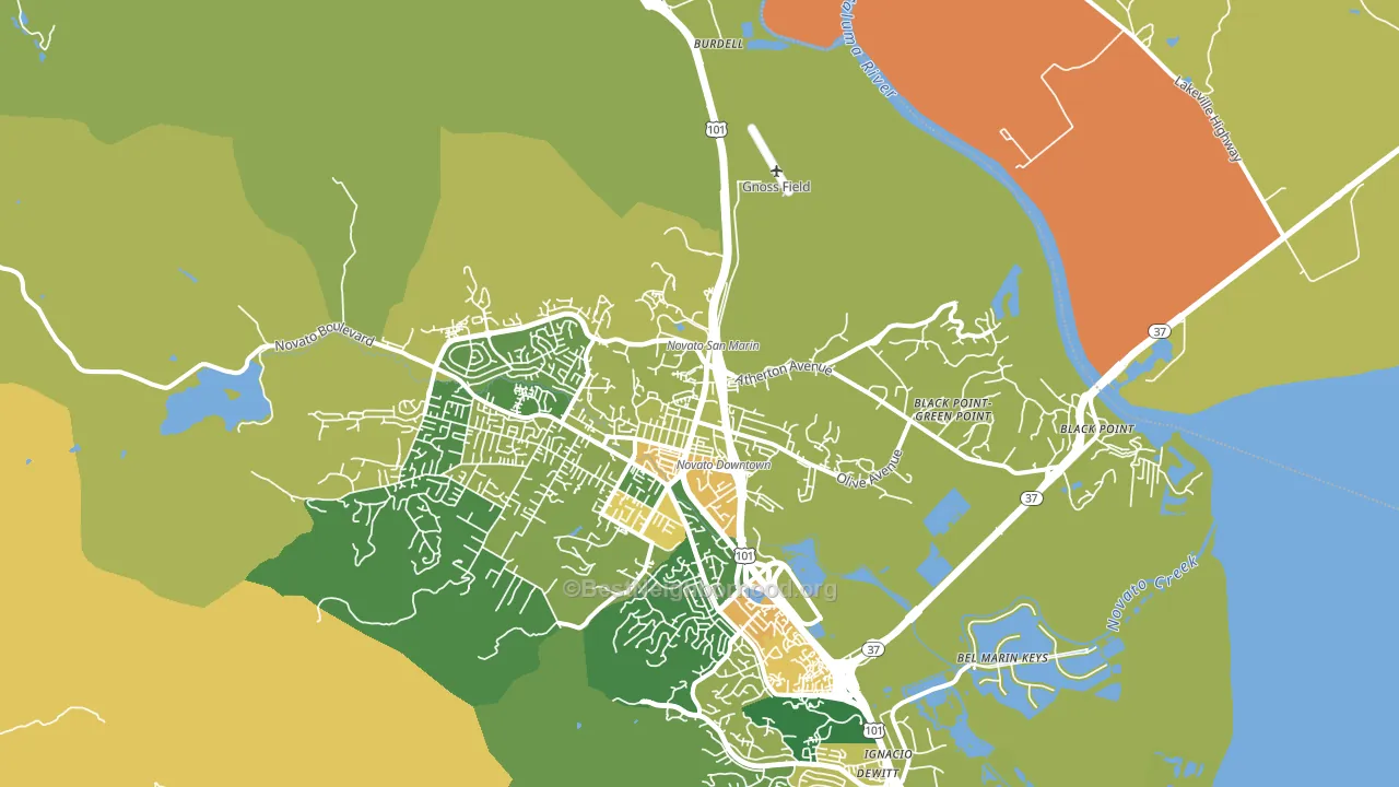 94945, CA block-group voter-turnout map