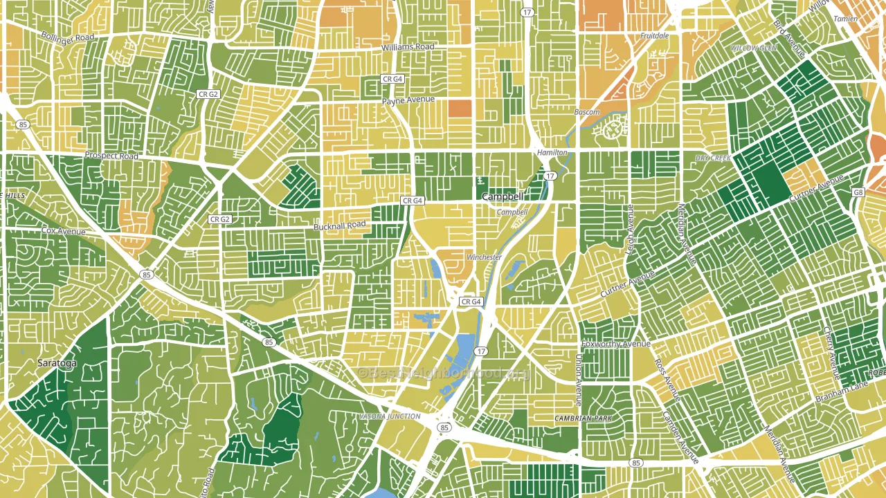 95008, CA block-group voter-turnout map
