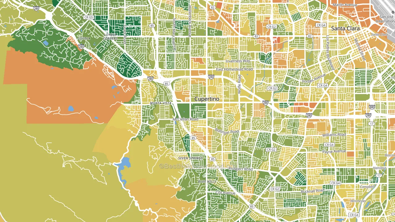 95014, CA block-group voter-turnout map