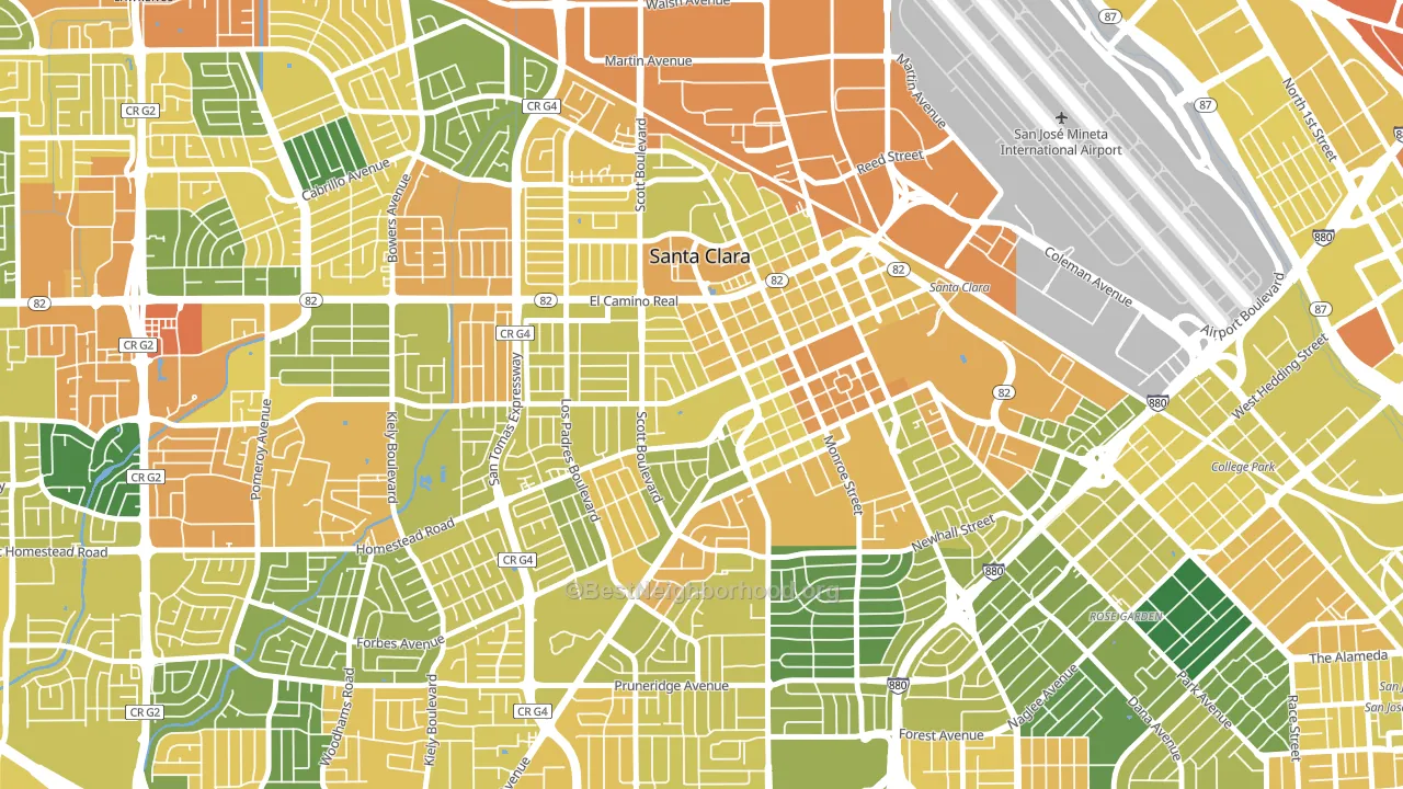 95050, CA block-group voter-turnout map