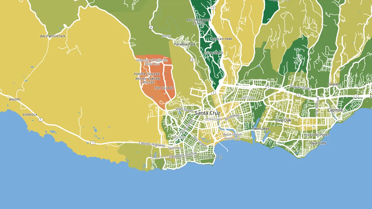 95060, CA block-group voter-turnout map