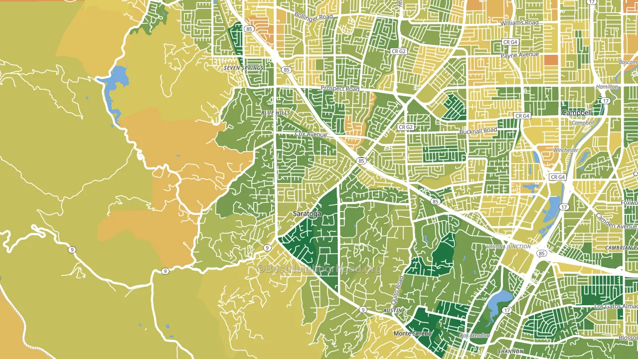 95070, CA block-group voter-turnout map