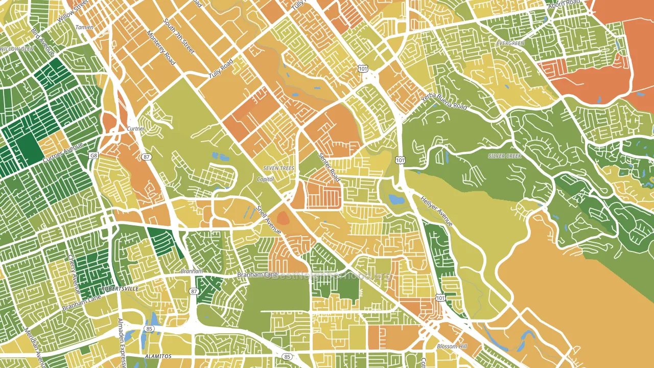 95111, CA block-group voter-turnout map