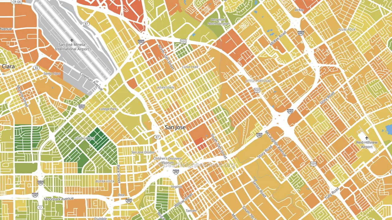 95112, CA block-group voter-turnout map