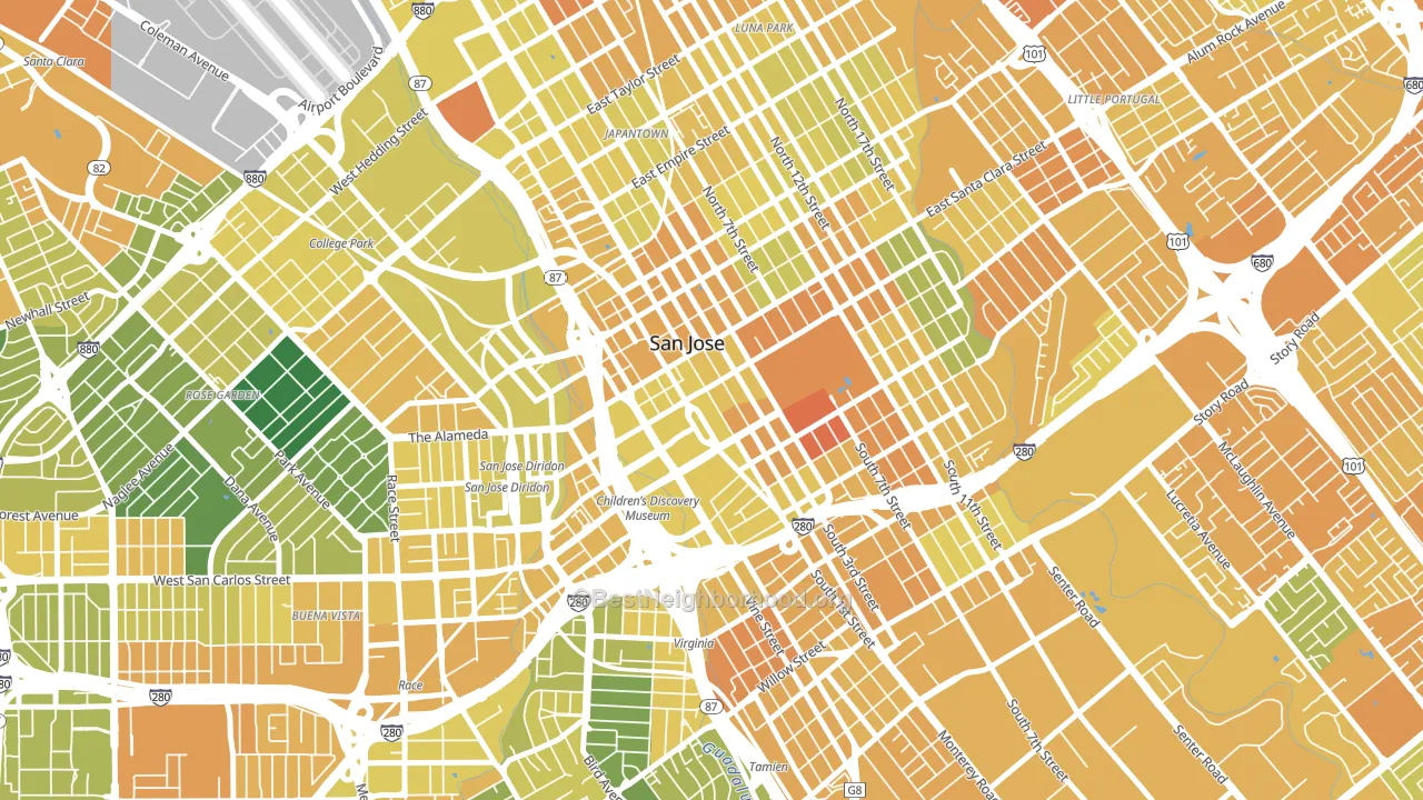 95113, CA block-group voter-turnout map