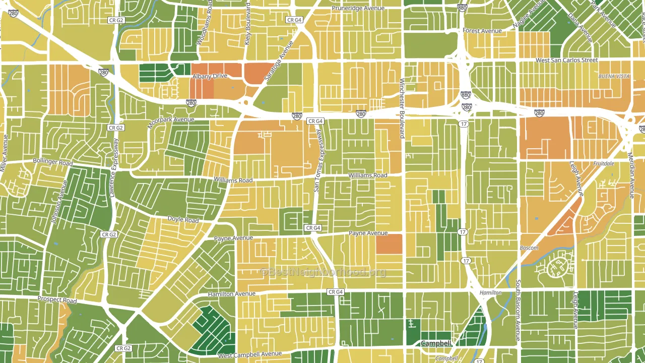 95117, CA block-group voter-turnout map