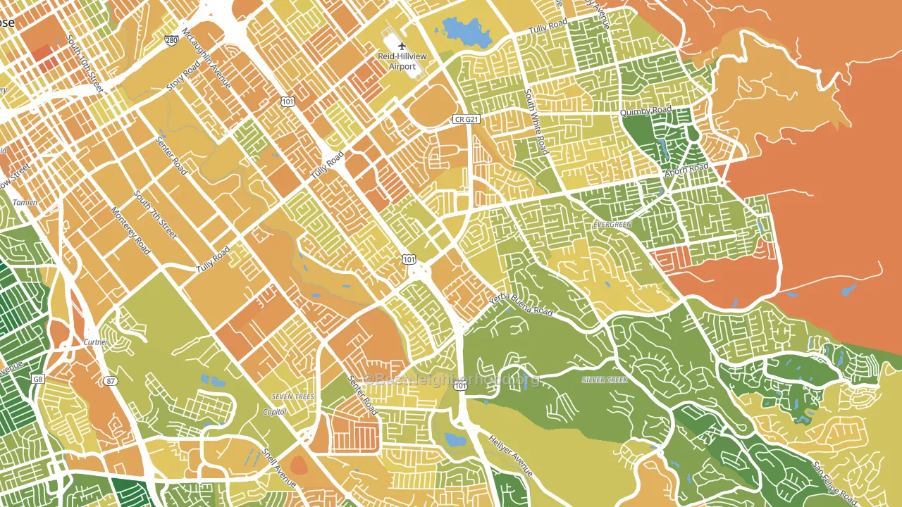 95121, CA block-group voter-turnout map