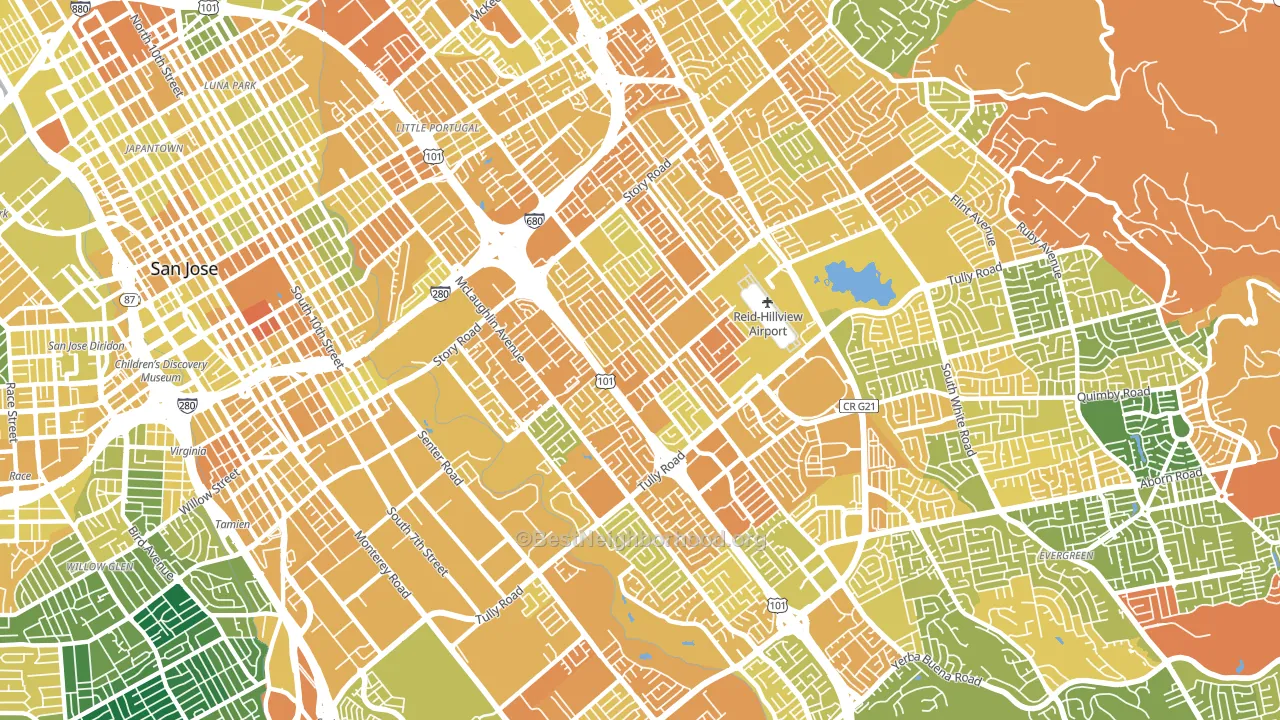 95122, CA block-group voter-turnout map