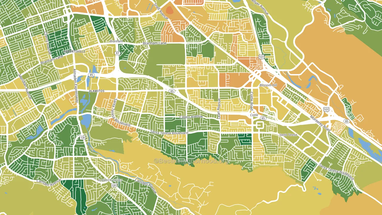 95123, CA block-group voter-turnout map