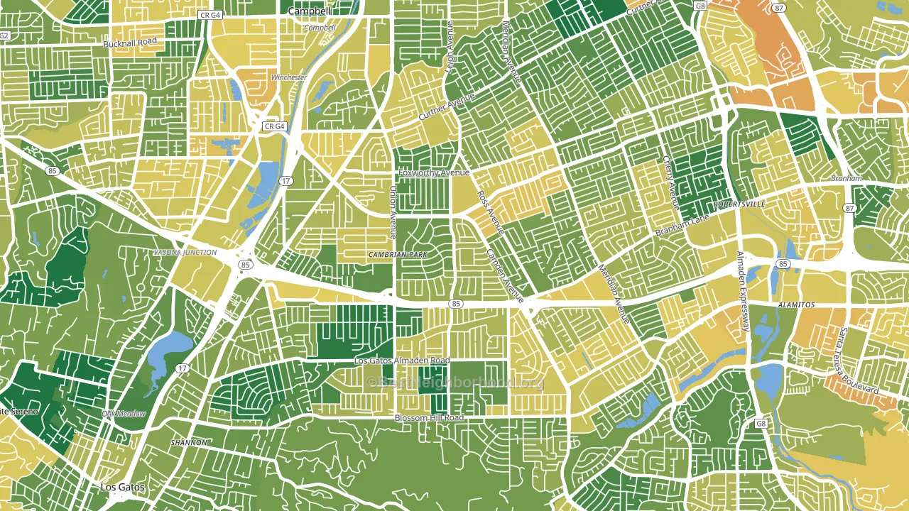 95124, CA block-group voter-turnout map