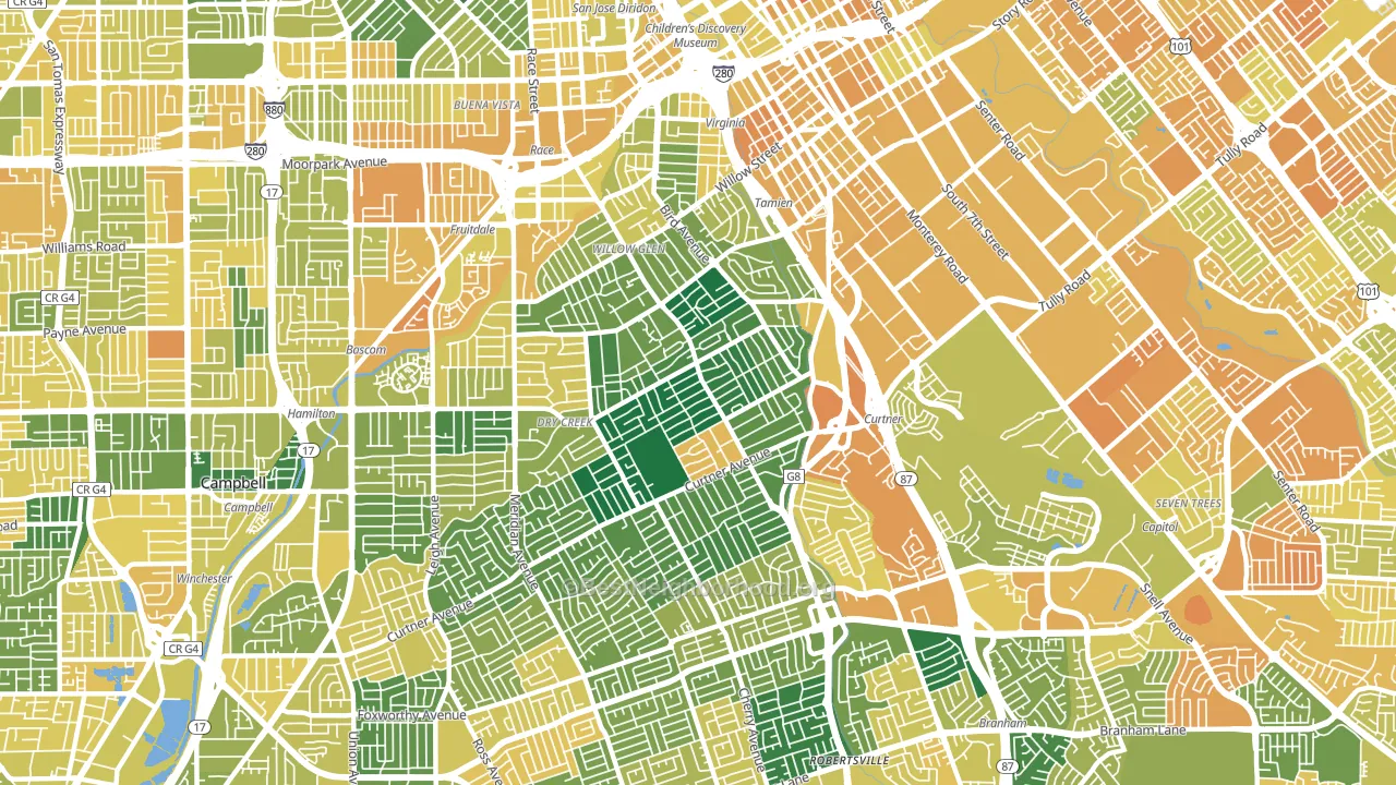 95125, CA block-group voter-turnout map