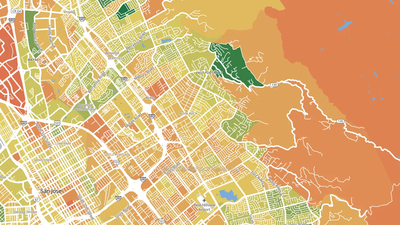 95127, CA block-group voter-turnout map