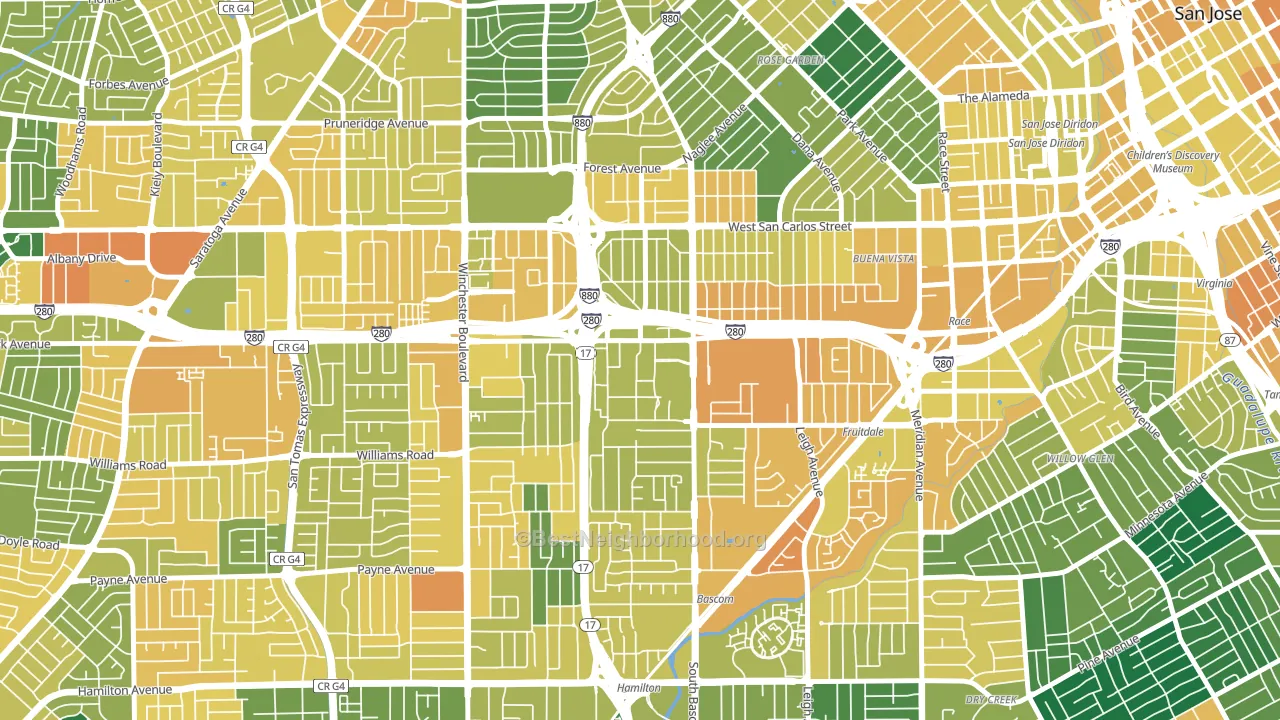 95128, CA block-group voter-turnout map