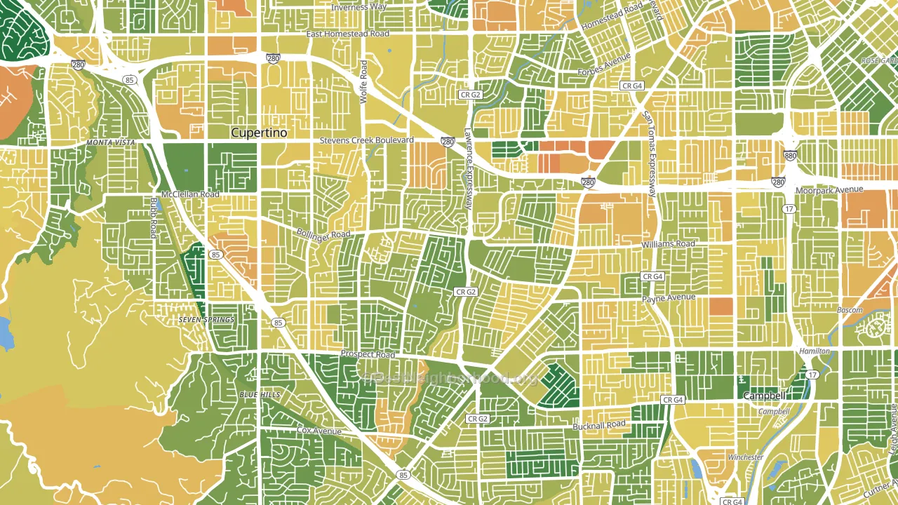 95129, CA block-group voter-turnout map