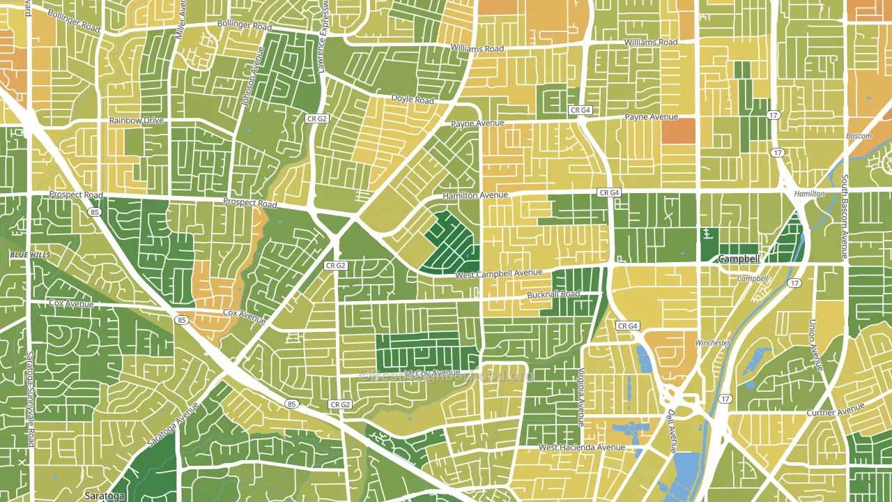 95130, CA block-group voter-turnout map