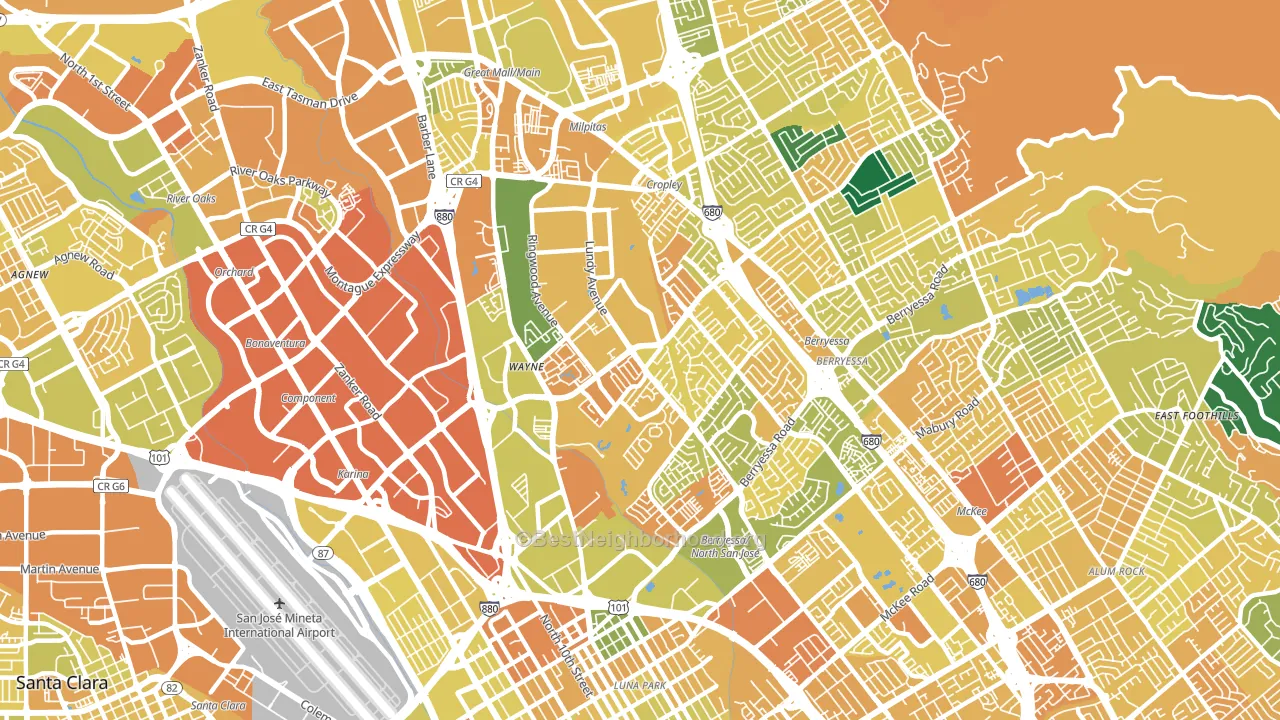95131, CA block-group voter-turnout map