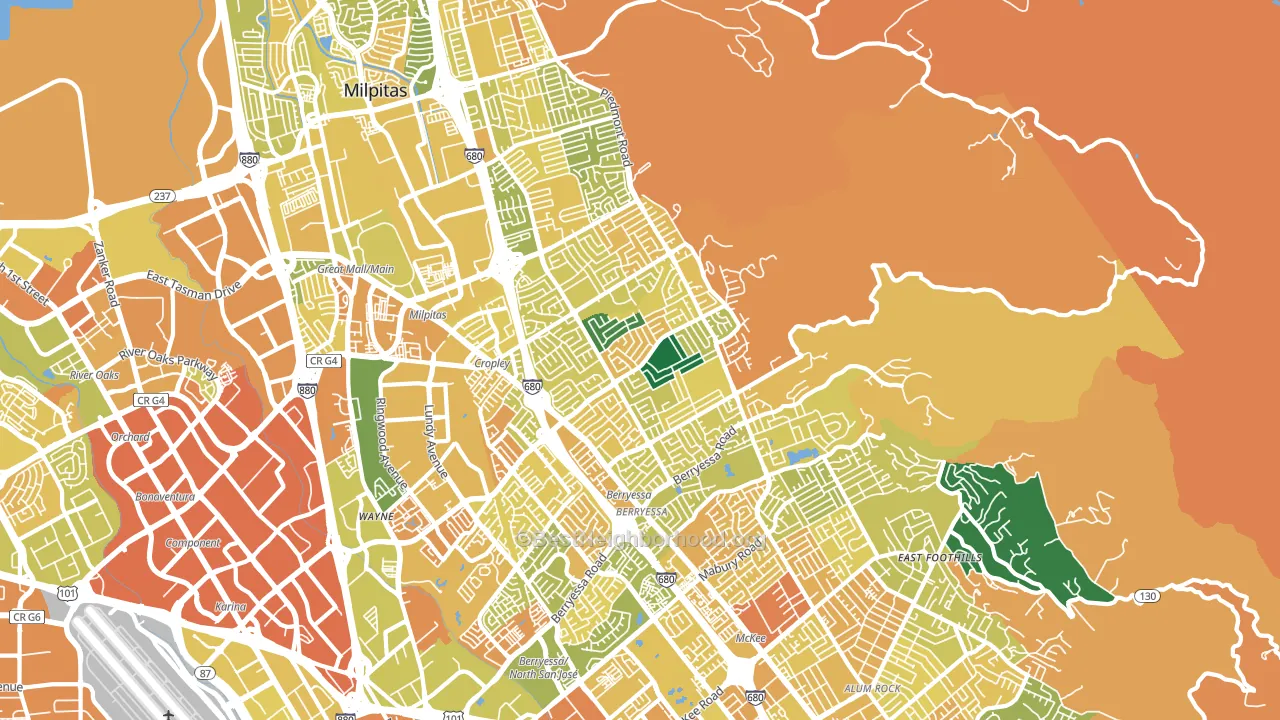 95132, CA block-group voter-turnout map