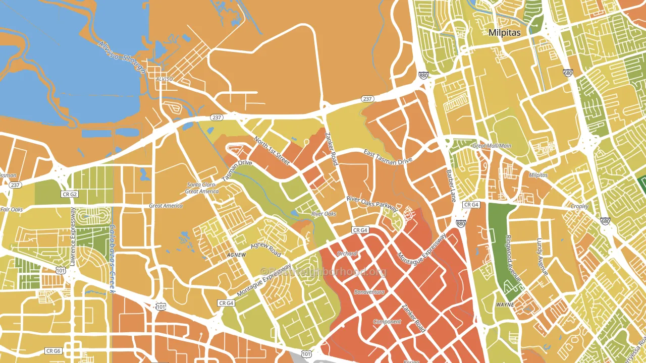 95134, CA block-group voter-turnout map