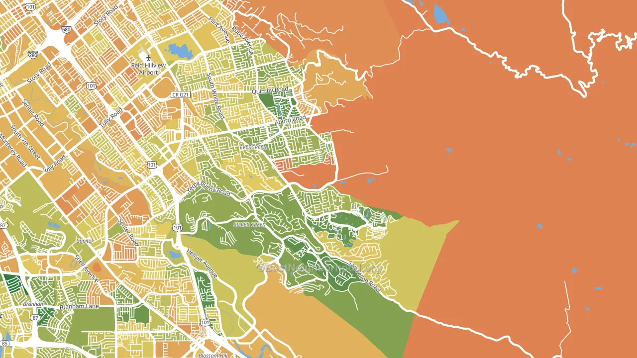95135, CA block-group voter-turnout map
