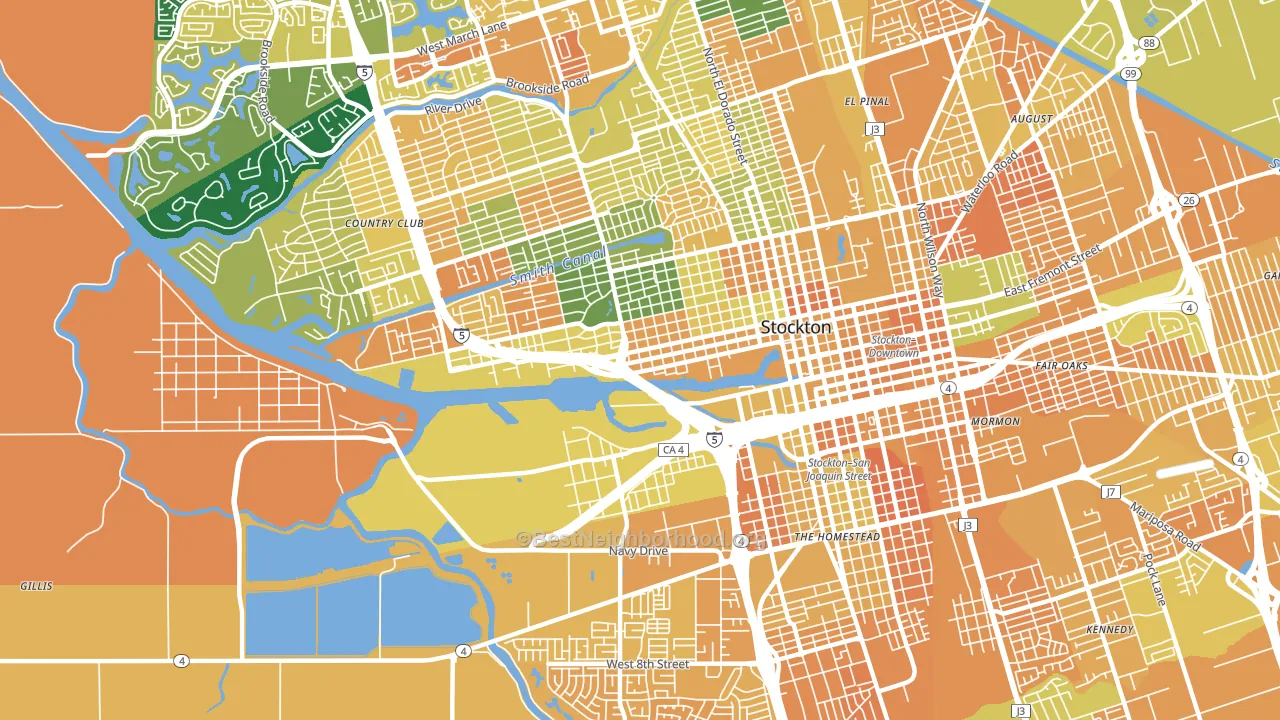 95203, CA block-group voter-turnout map
