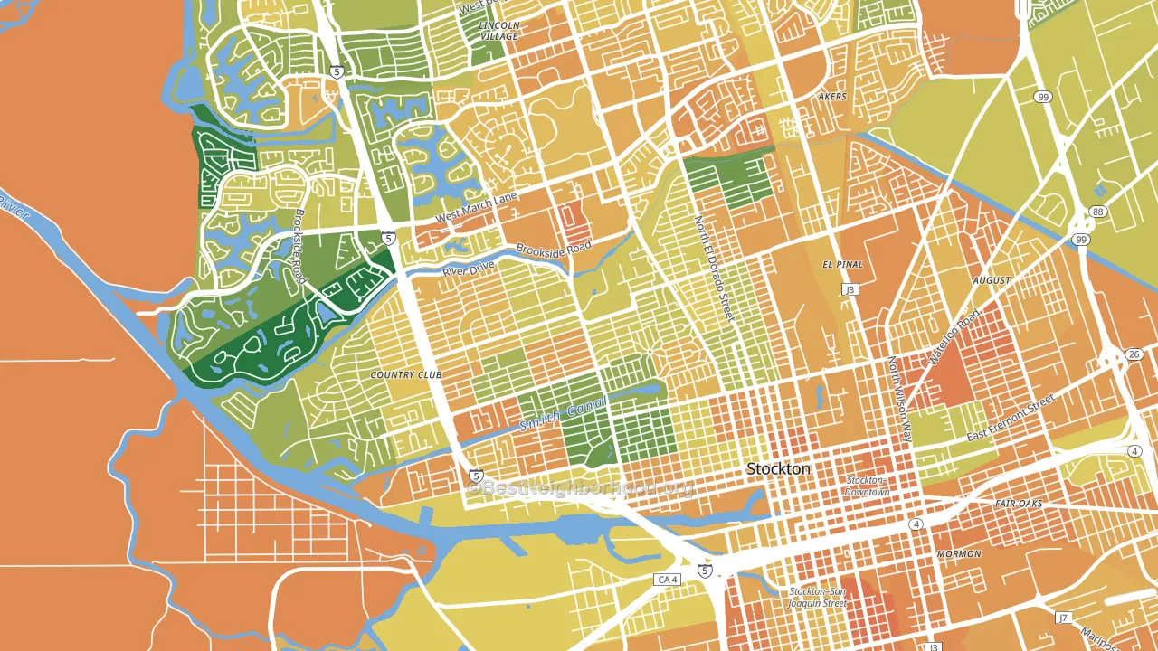 95204, CA block-group voter-turnout map