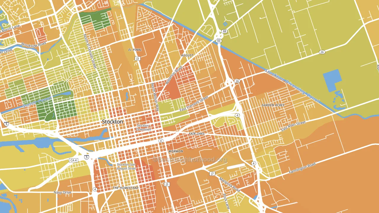 95205, CA block-group voter-turnout map