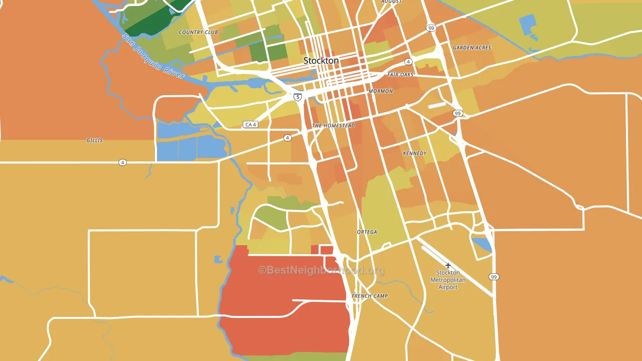 95206, CA block-group voter-turnout map